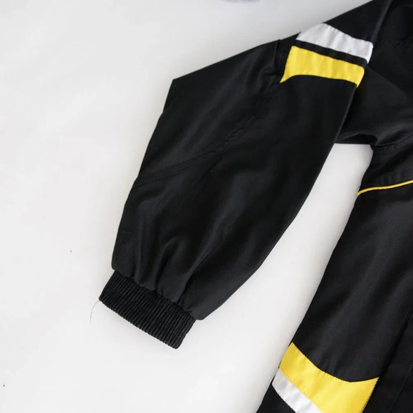 Vintage 90s Derby Black And Yellow Zip Up Nylon Windbreaker  Jacket 2XL - Picture 8 of 12